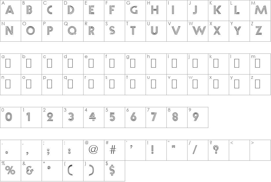 Flaming 1 font character map preview