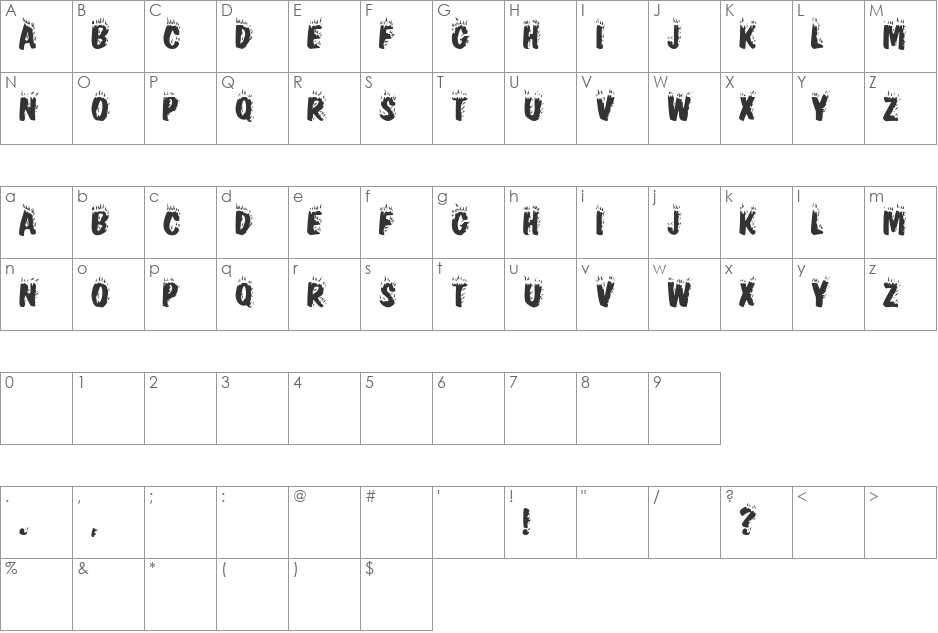 FlamingDisplayCaps font character map preview