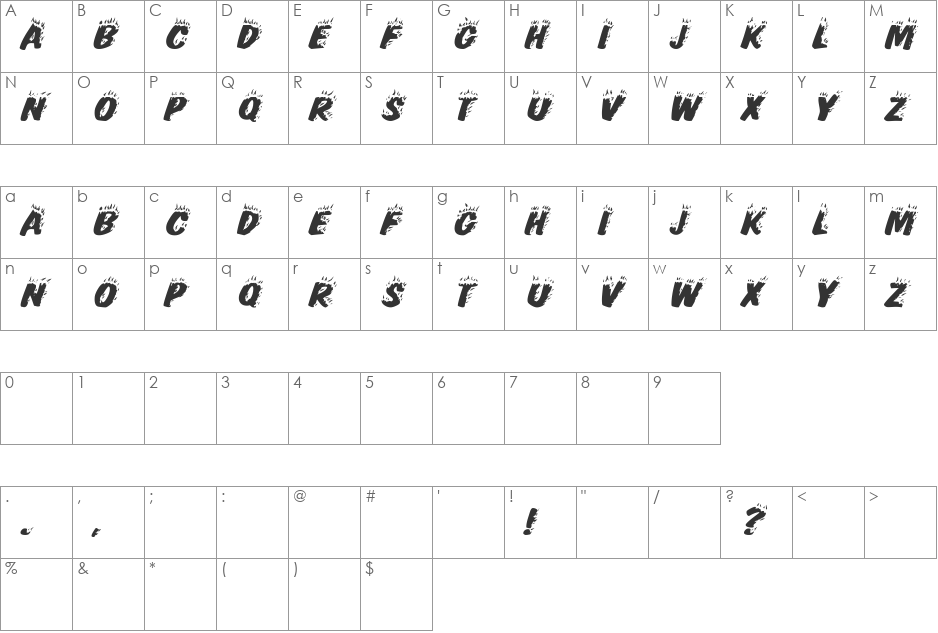 FlamingDisplayCapsHvy font character map preview