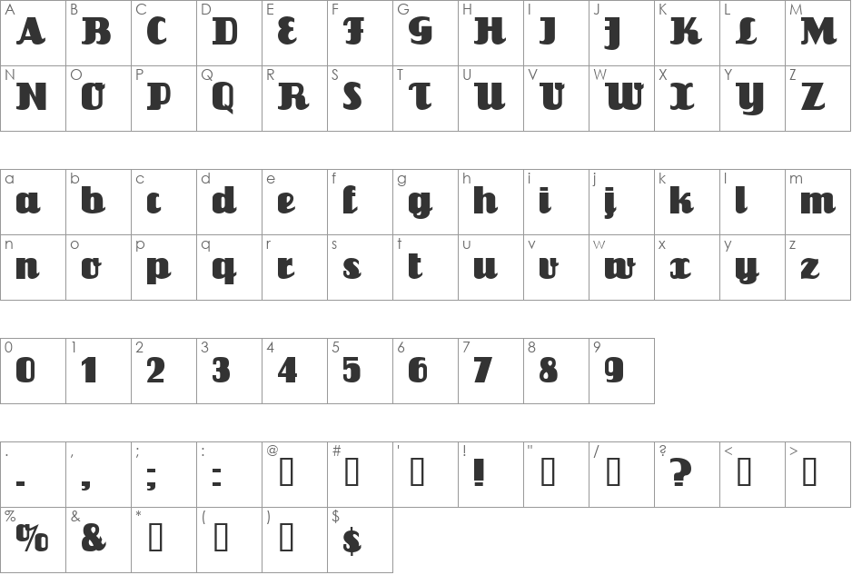 FlandersRide font character map preview