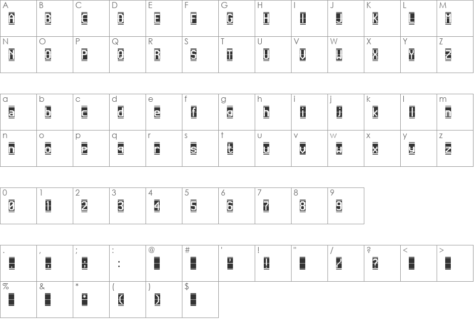 Flappen font character map preview