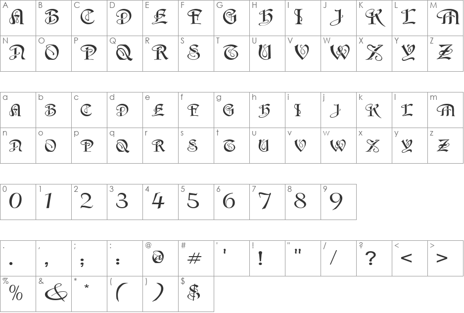 FlapperExtended font character map preview
