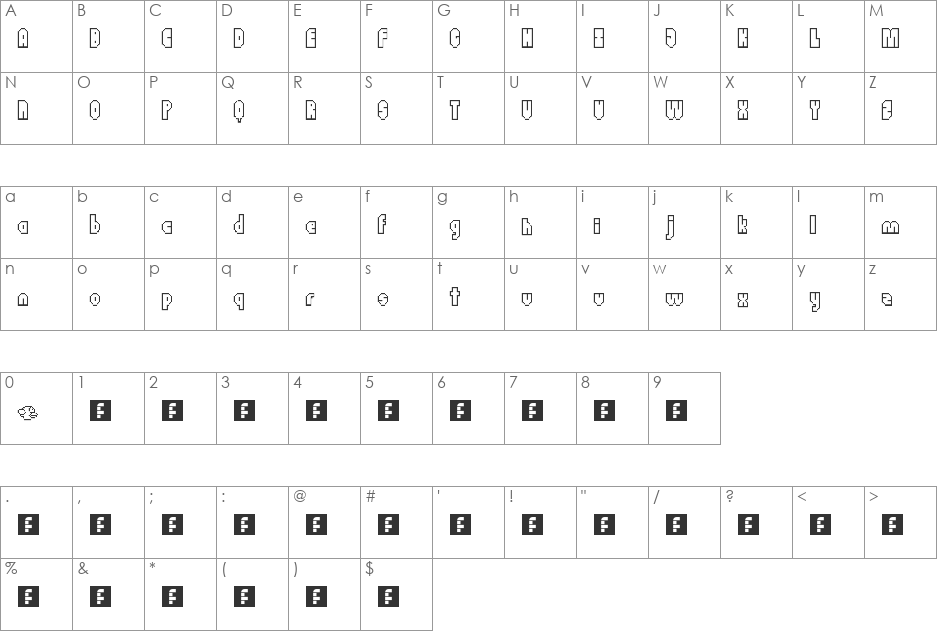 FlappyBirdy font character map preview