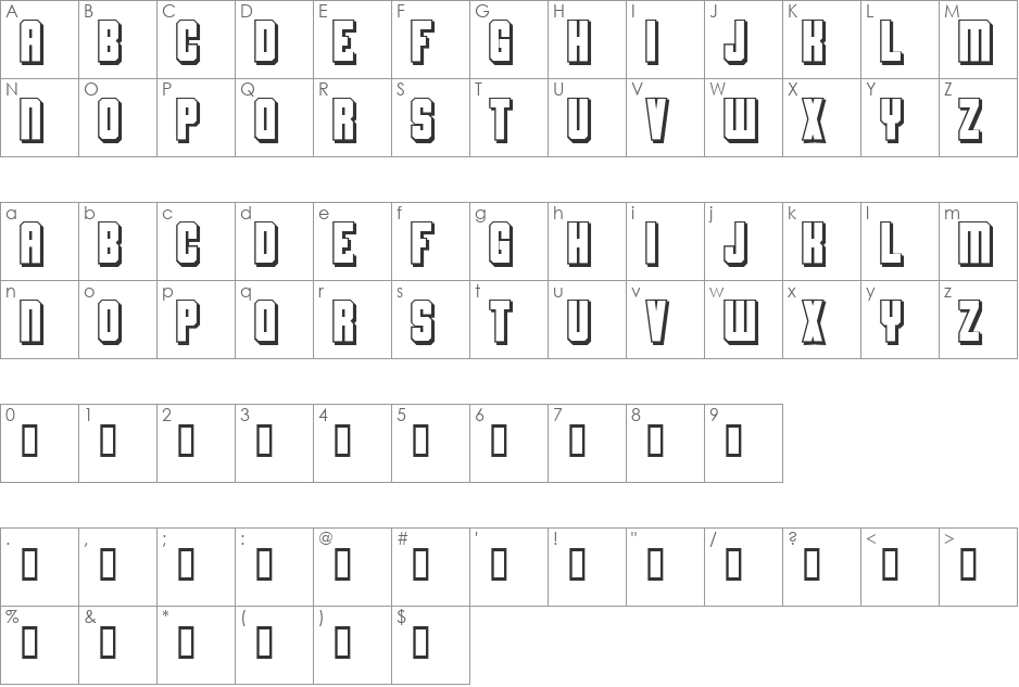 Flashback font character map preview