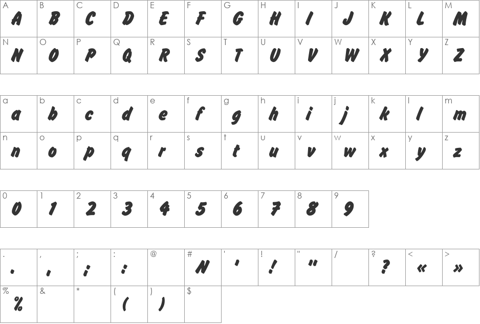 FlashRomanBold_DG font character map preview