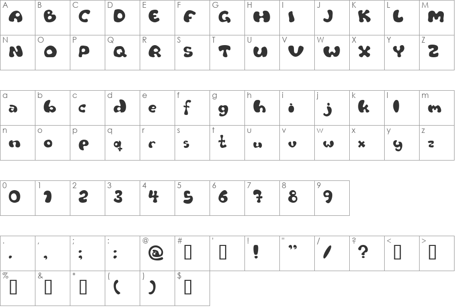Flat tyre font character map preview