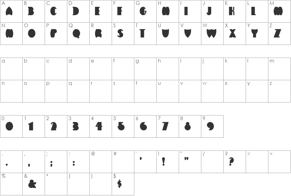 Flatiron font character map preview