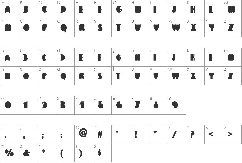 Flatiron NF font character map preview
