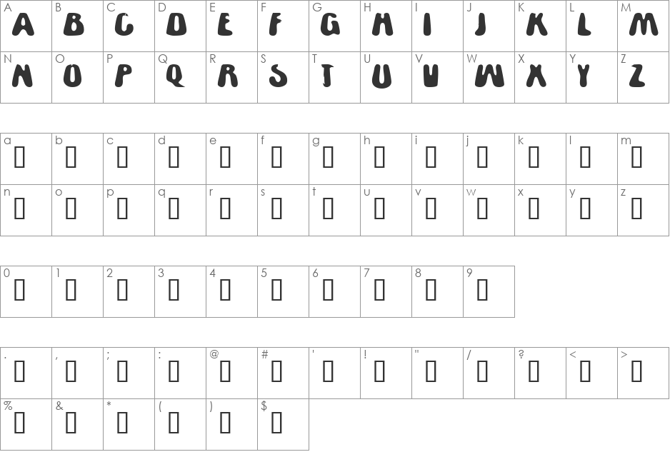 Flatman font character map preview