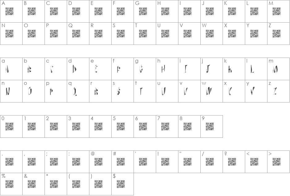 flaunts font character map preview