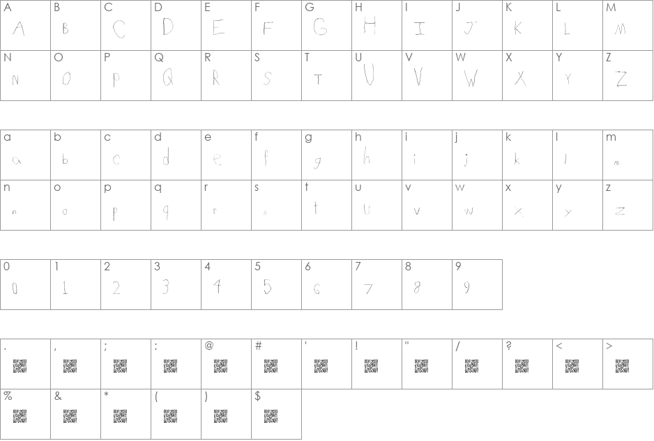 FlavoredCrayons font character map preview
