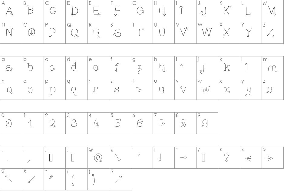 Fleche font character map preview