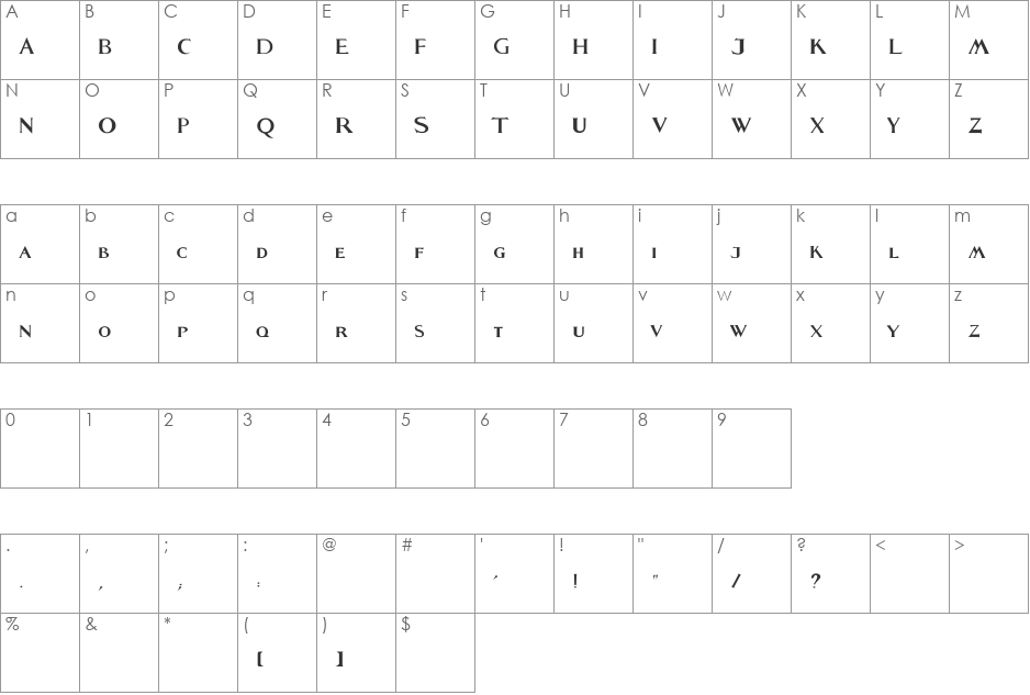 Fleet Street font character map preview