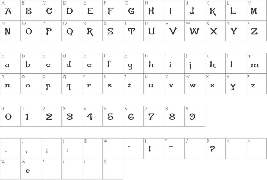 Flemish-Normal Ex font character map preview