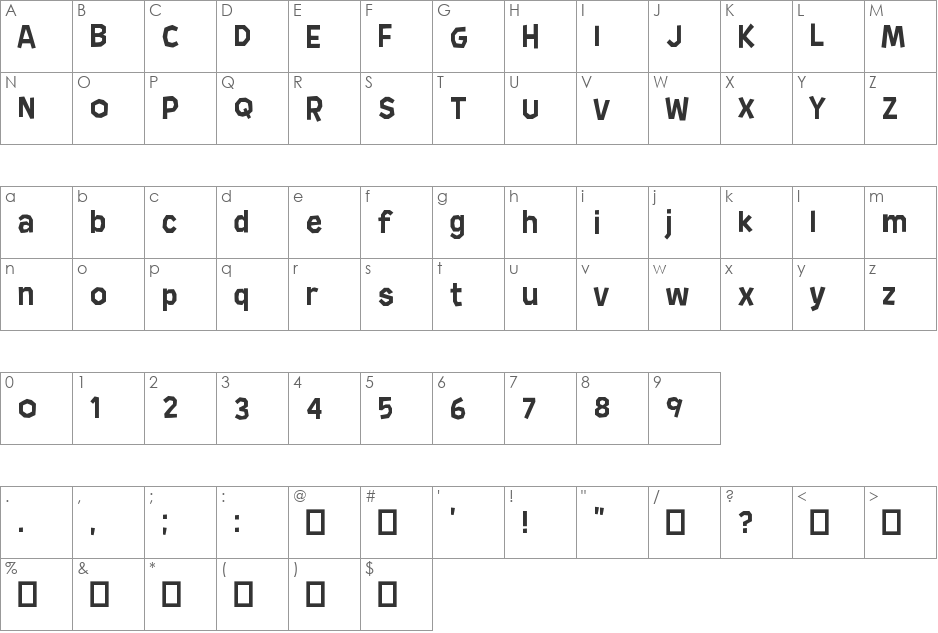 Ander Hedge font character map preview