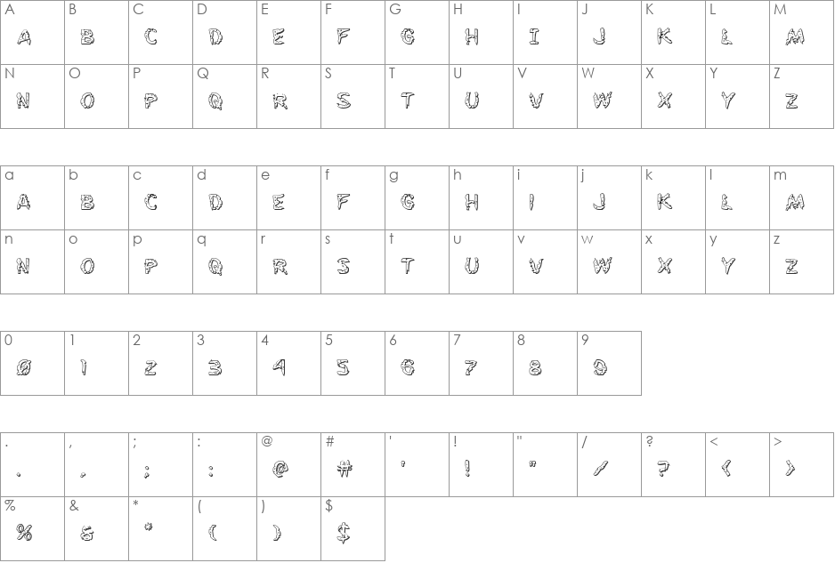 Flesh-Eating Comic 3D font character map preview