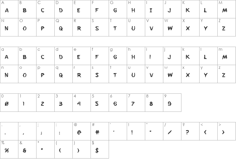 Flesh-Eating Comic Bold font character map preview