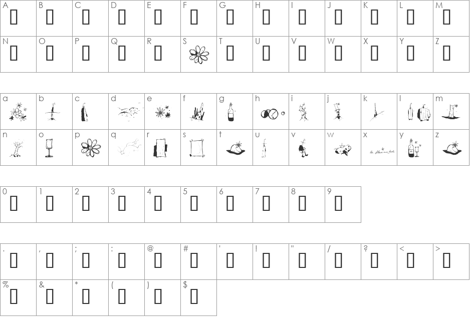 Fleur Aux Dents font character map preview