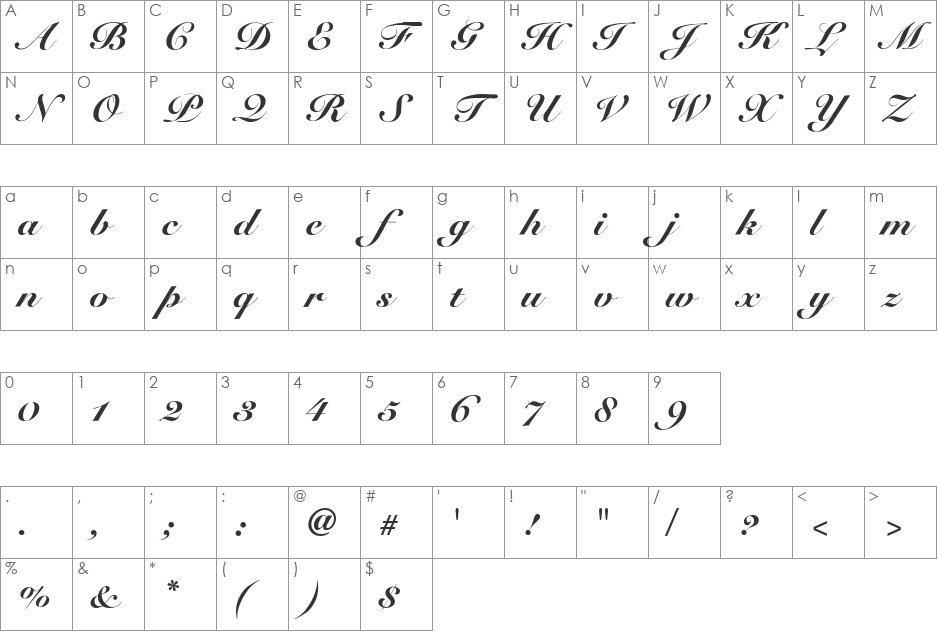 Fleur Black font character map preview