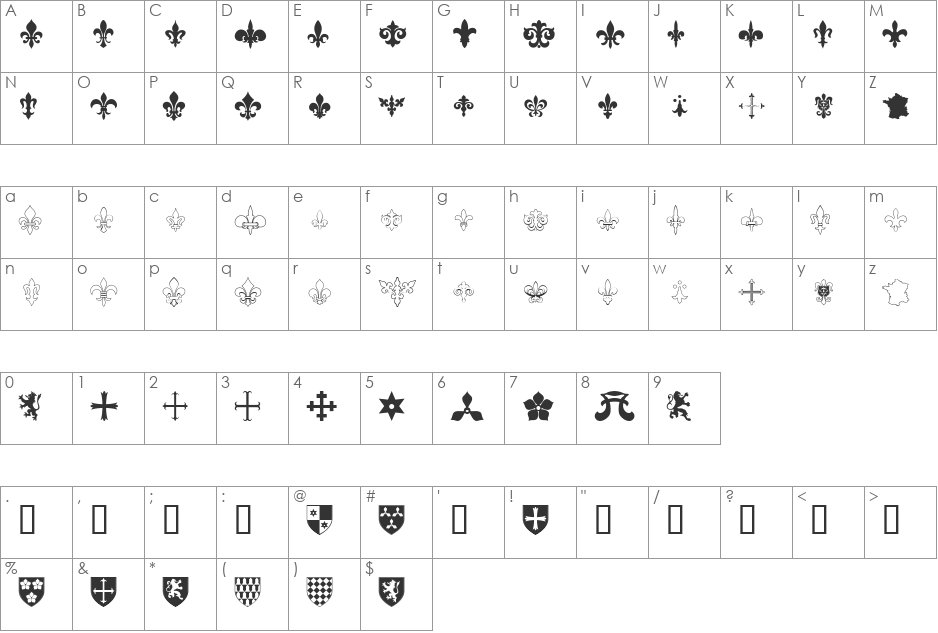 Fleur De Wee font character map preview