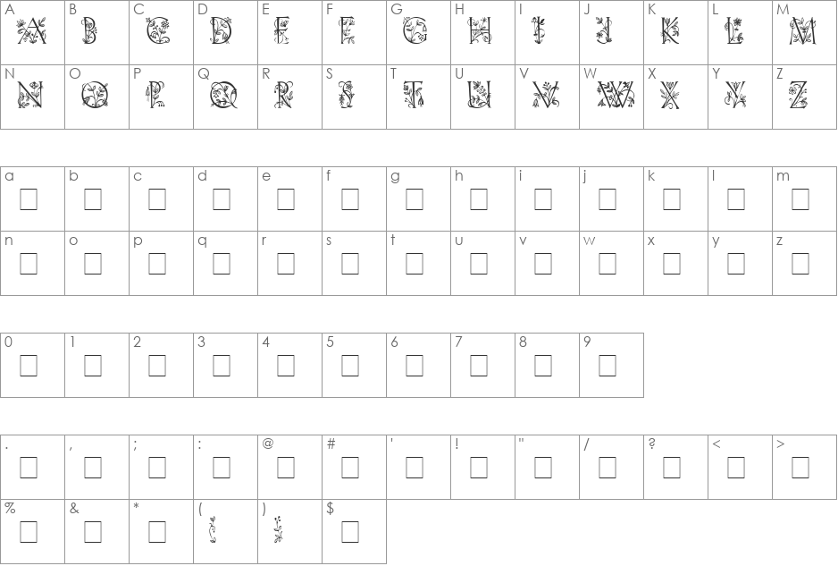 FleurDisplayCapsSSi font character map preview