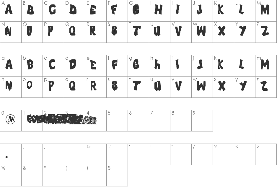 FLH-Font font character map preview