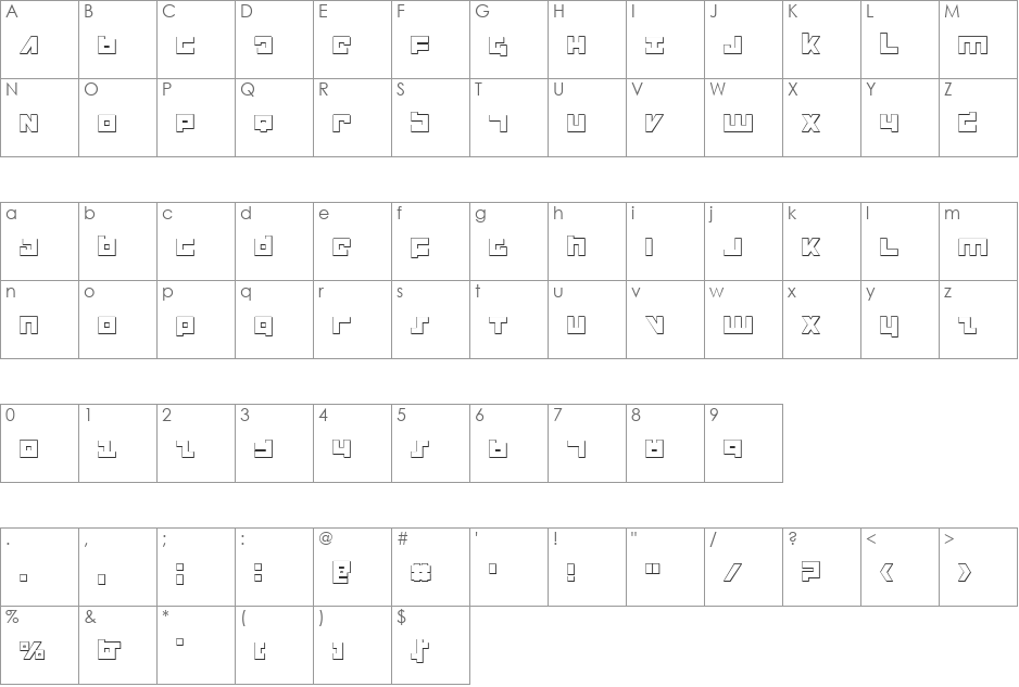 Flight Corps 3D font character map preview