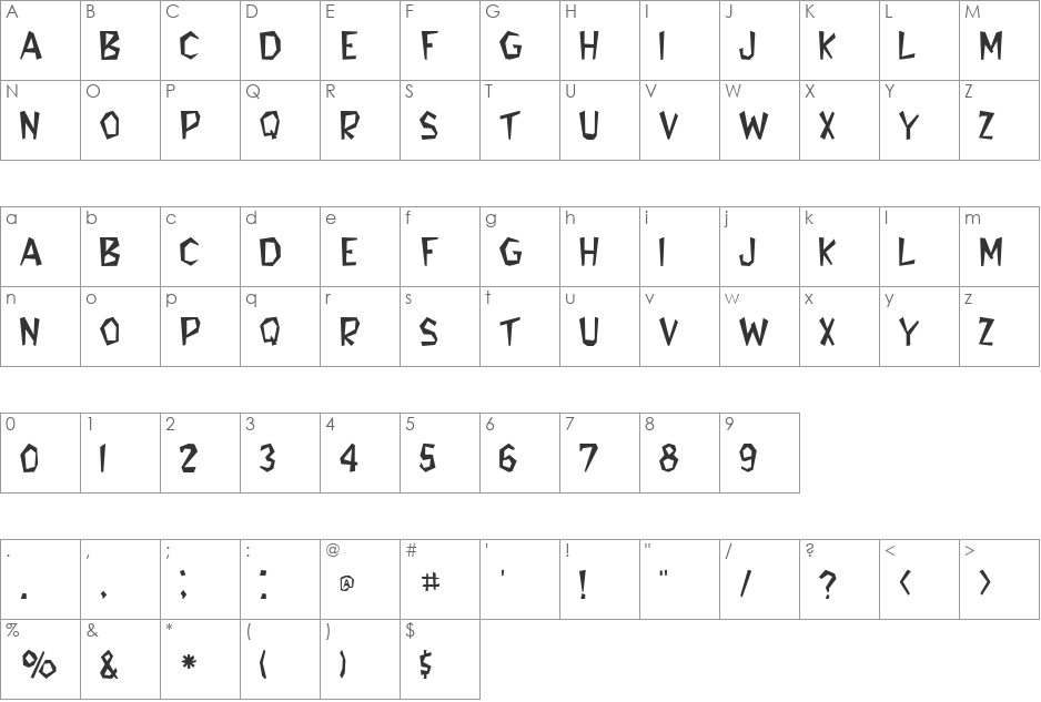 Flintstone font character map preview