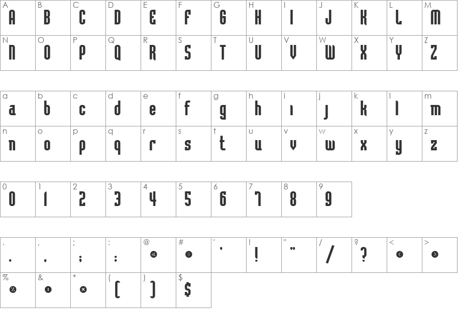 Flintstone font character map preview