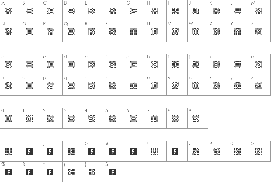 Flip Disk Text font character map preview