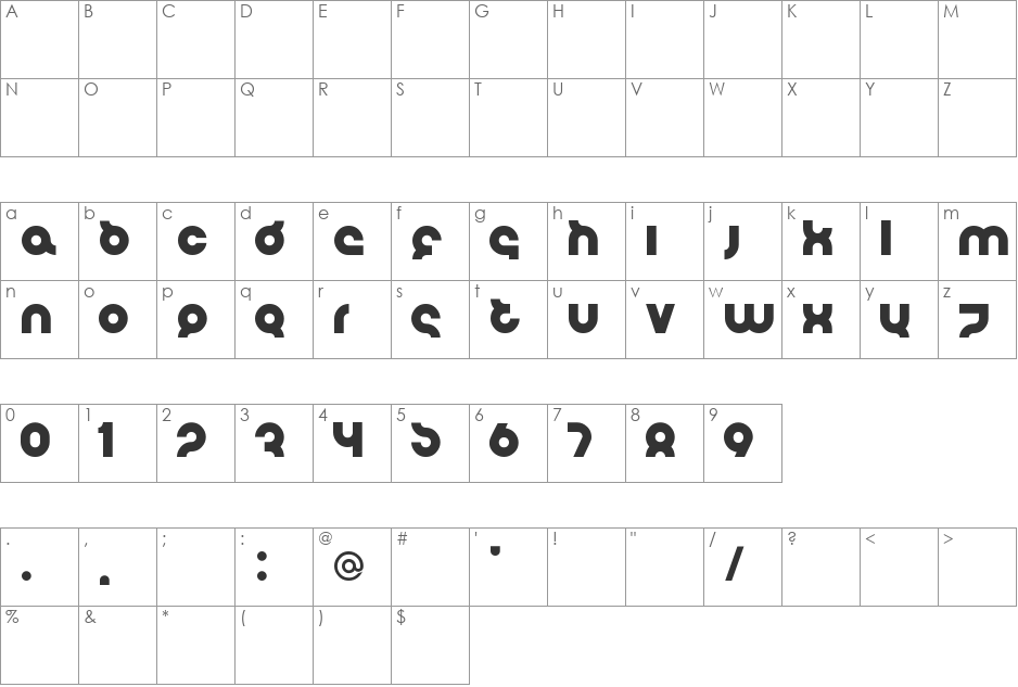 Flirt Bobo font character map preview
