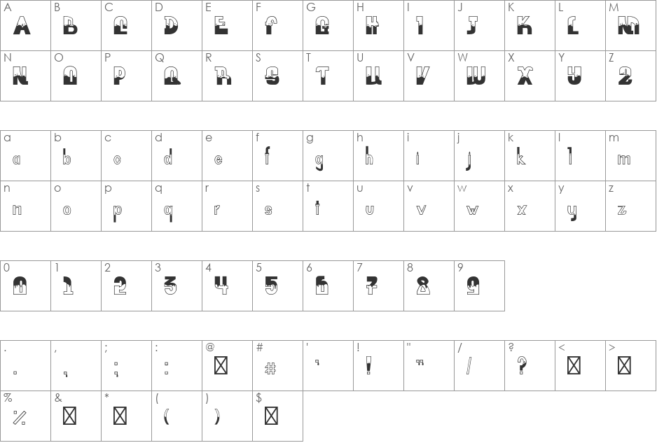 FLOOD WATER font character map preview