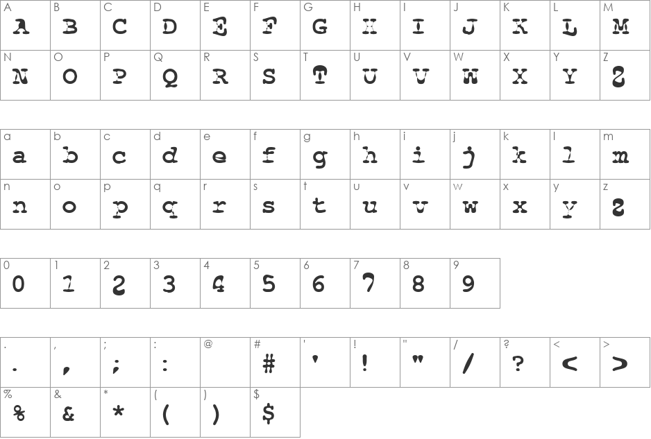 Floopi font character map preview