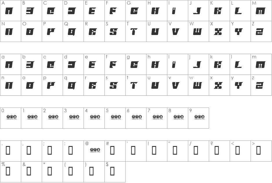 FLOPPY DISK font character map preview