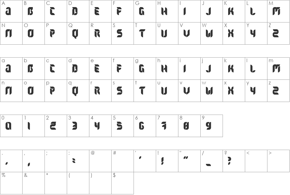 Flora font character map preview