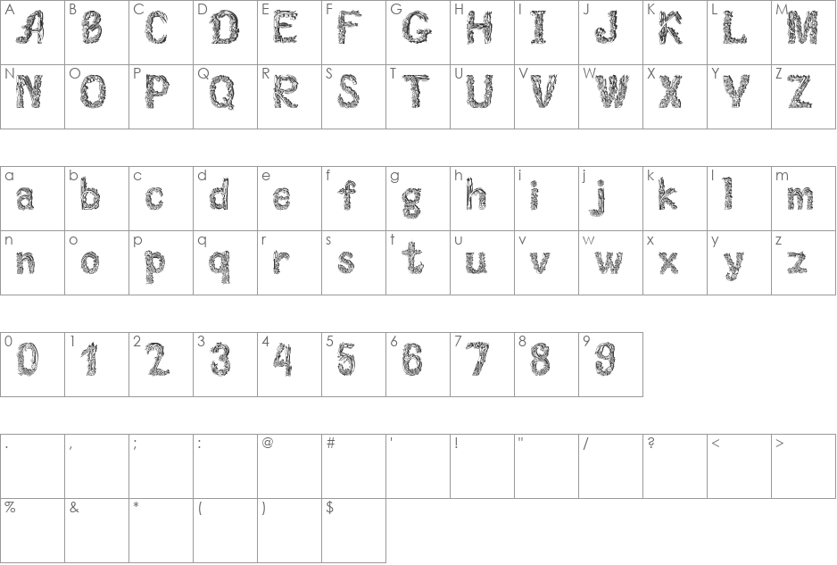 Florabet font character map preview