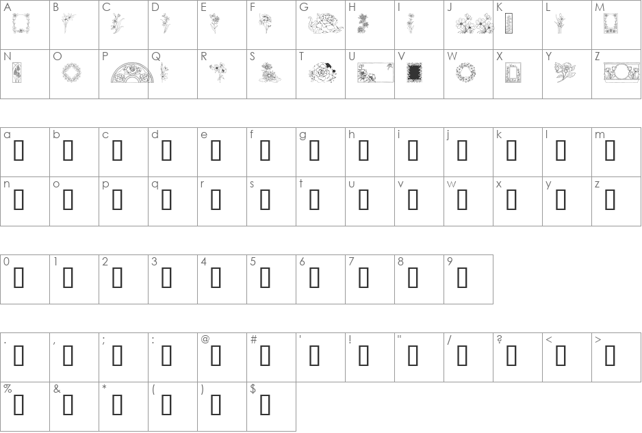 Floral Design font character map preview