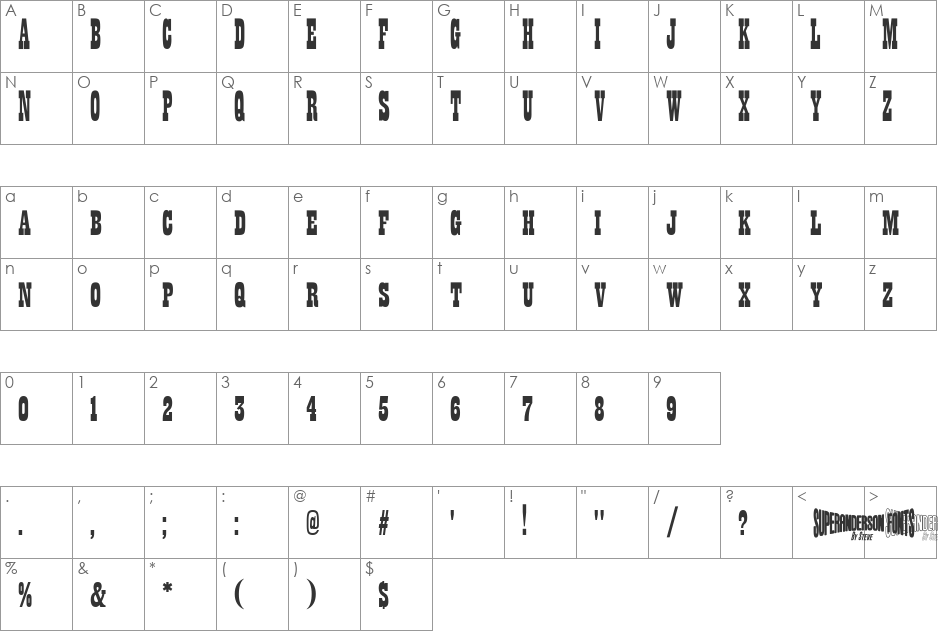 Anderson Thunderbirds Are GO! font character map preview