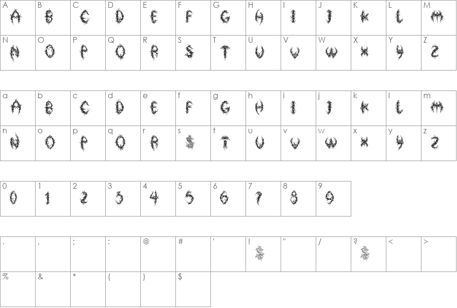 FlorAlphabet-Bold font character map preview