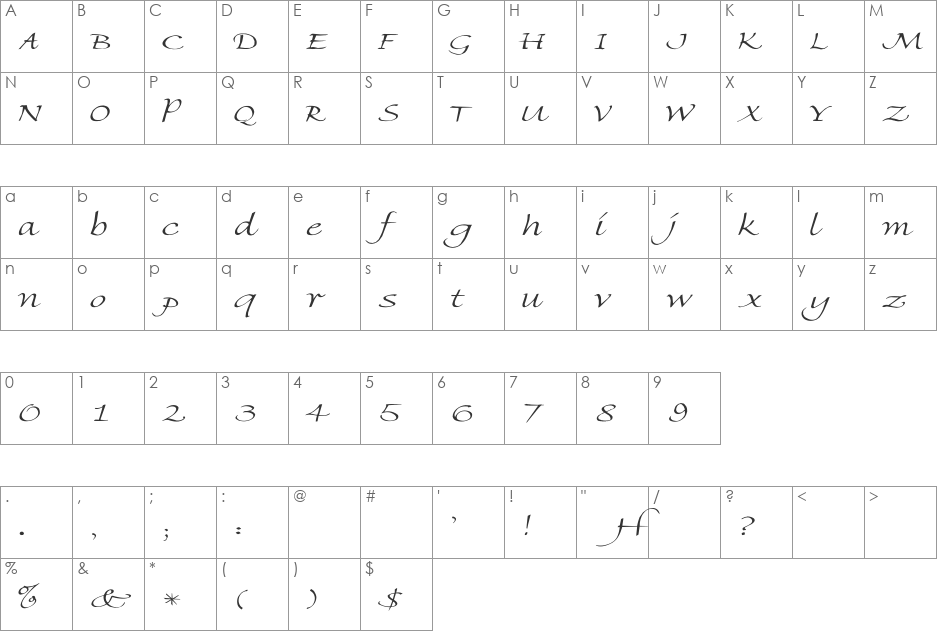 Florence-Light Wd font character map preview