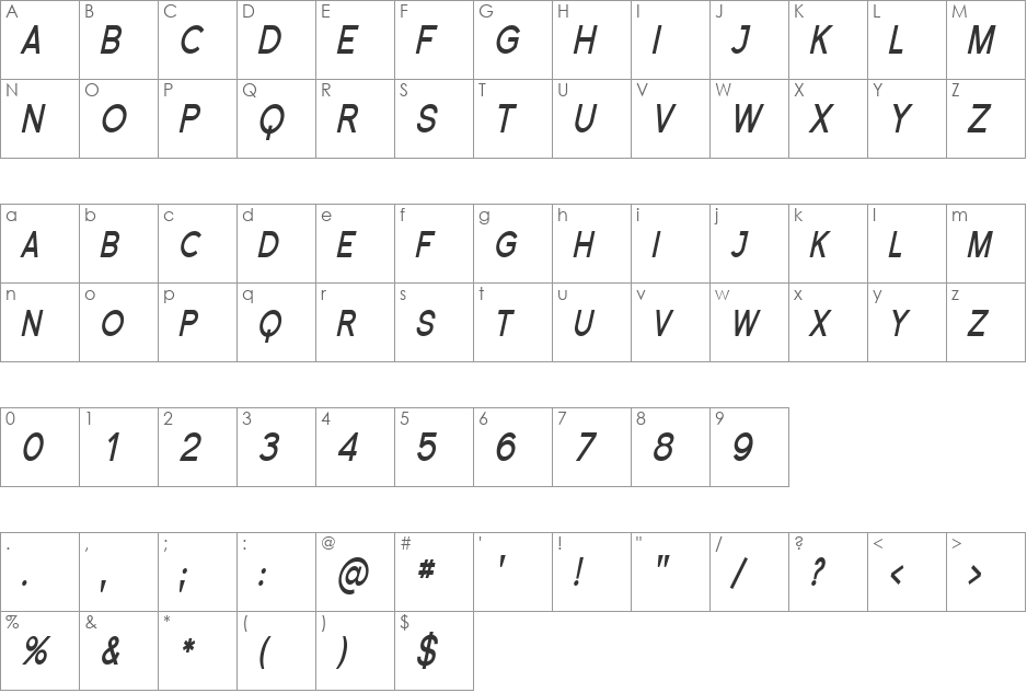 Florencesans SC Cond font character map preview