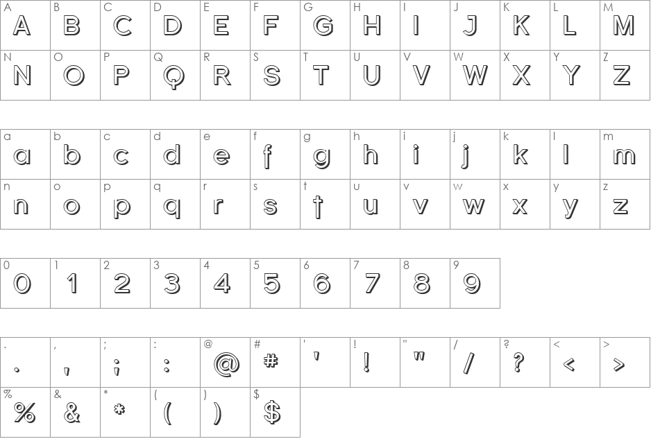 Florencesans Shaded font character map preview