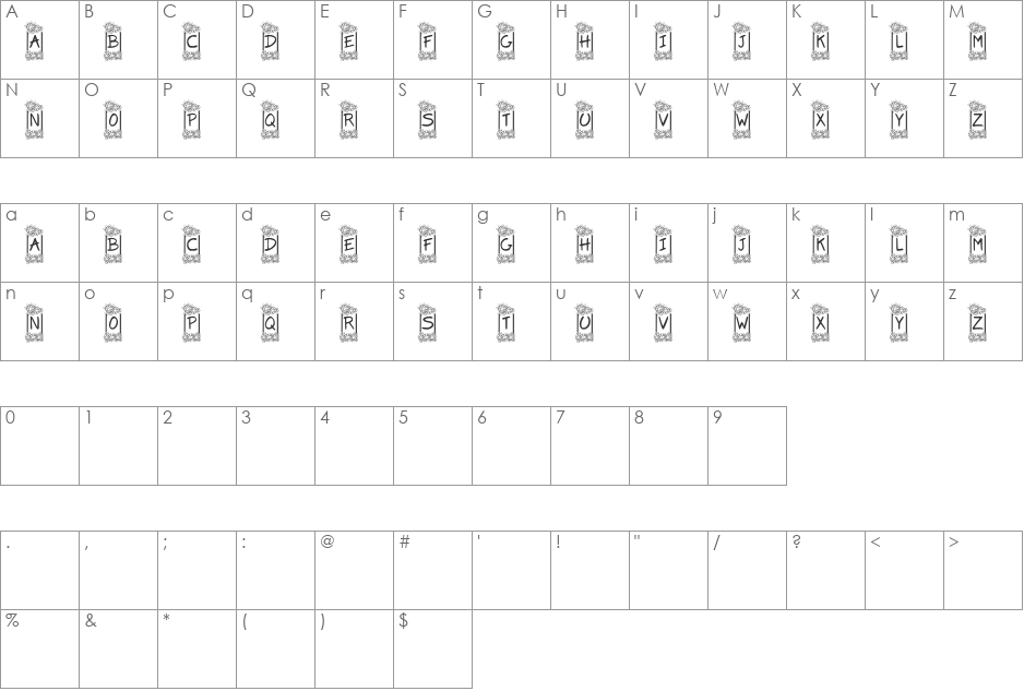 Florist font character map preview