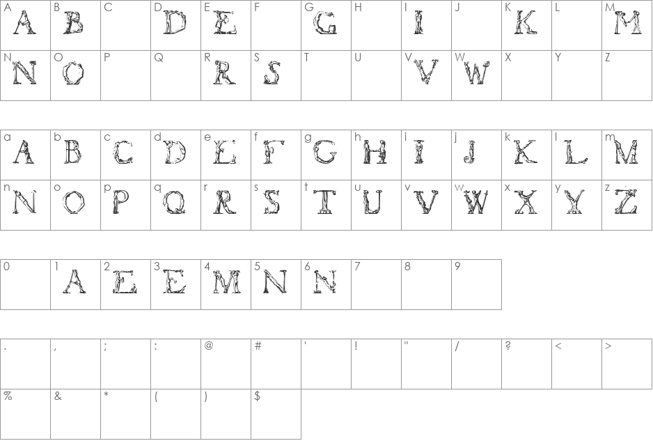 Flotner font character map preview