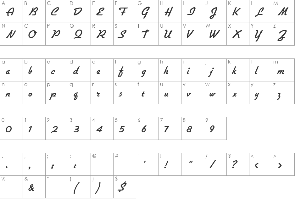 flottflott font character map preview