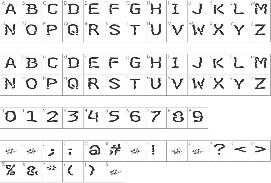 Floup font character map preview