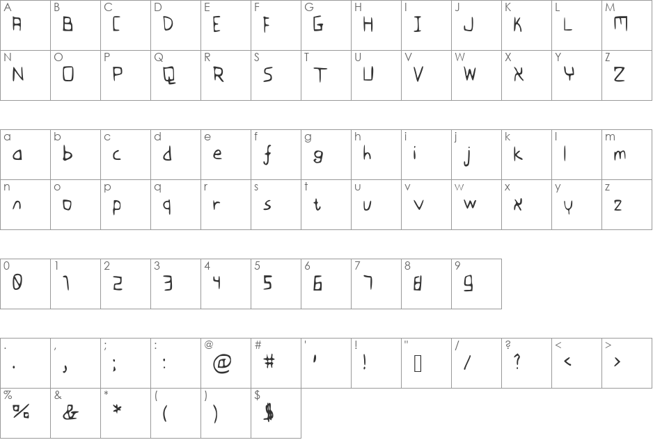 Flovio font character map preview