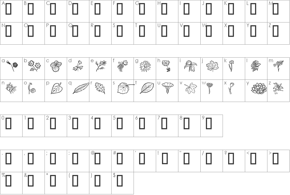 Flower Show font character map preview