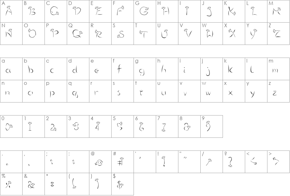 flower3 font character map preview
