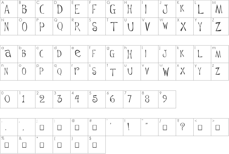 Flowerchild font character map preview